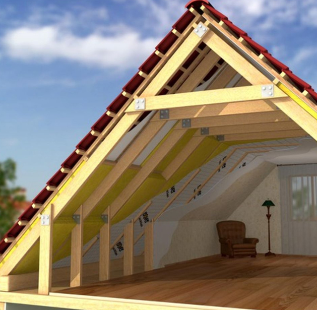 Roof and attic insulation in a residential home for better energy efficiency, reduced heat loss, and improved indoor comfort throughout the year